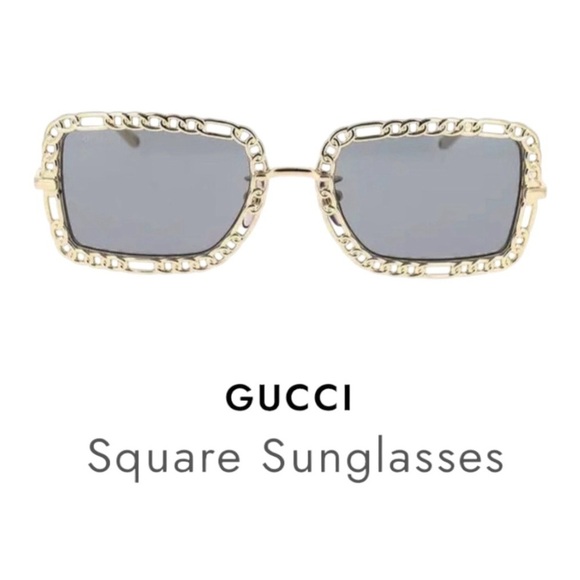 NEW! Gucci Gold Square Sunglasses - Picture 2 of 9